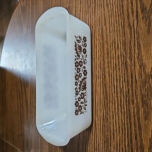 GLASBAKE Brown Flower Power Pennsylvania Dutch Loaf Pan-j522-EC